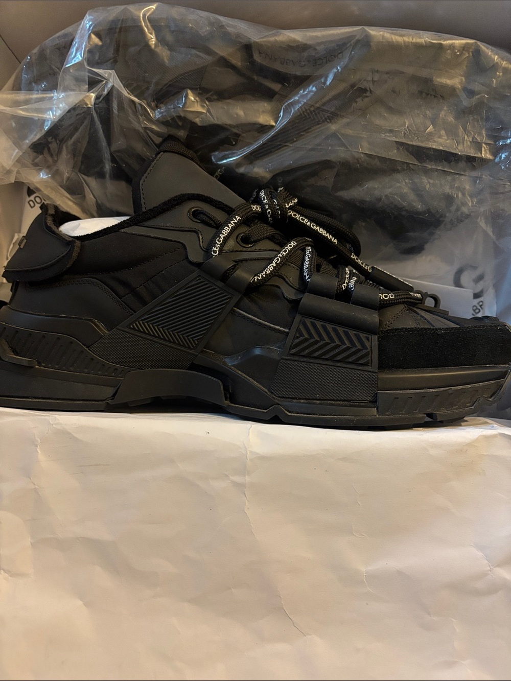 Dolce & Gabbana Men's All-Black Chunky Low-Top Sneaker